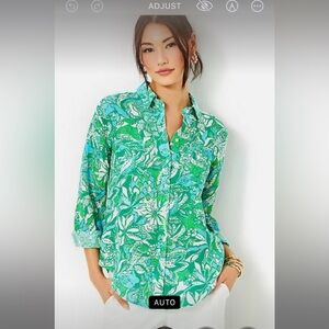 Sea view button down linen shirt Lilly Pulitzer